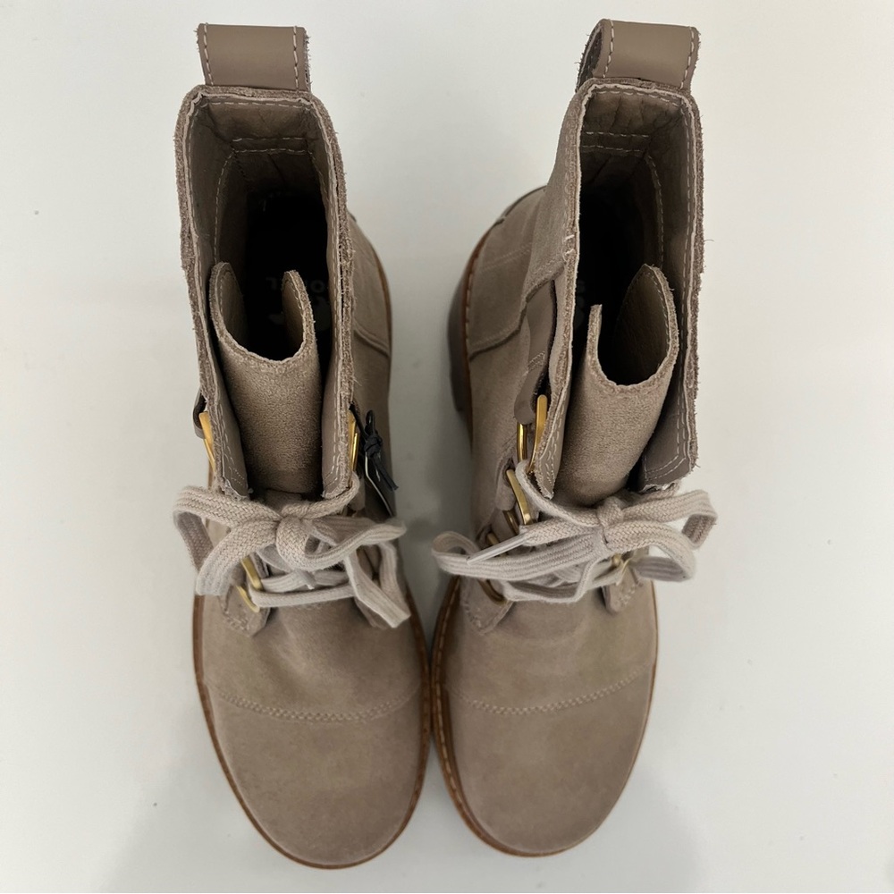 Sorel Joan Now Lace-Up Boots Tan Suede Waterproof Lug Sole Size 10 NWOB - Picture 5 of 13